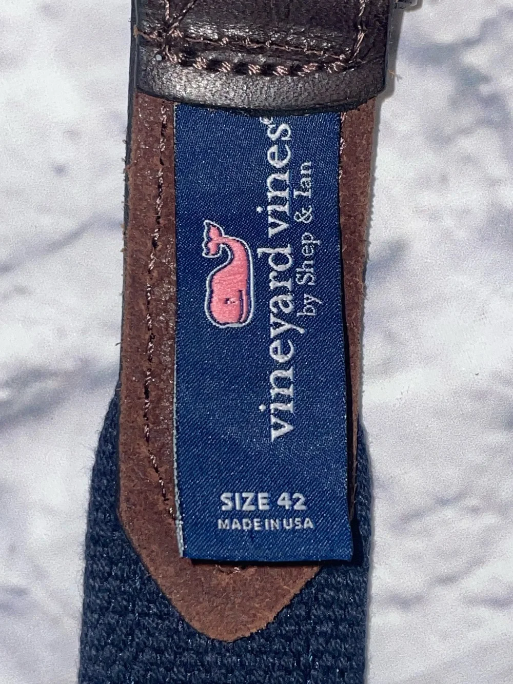 Vineyard Vines Red and Navy Embroidered Leaf Belt